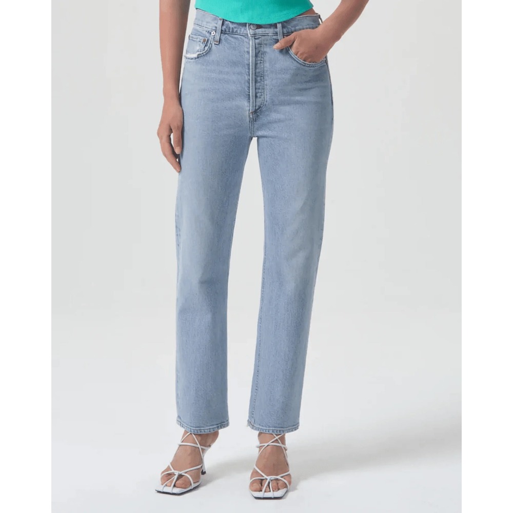 Agolde High Rise Stovepipe Jeans Destination 26 Light Blue Straight Leg Casual